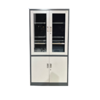 Gabinete Metálico para Consultorio con Puertas de Vidrio y Almacenamiento